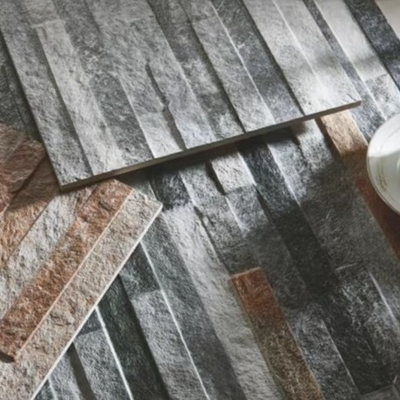 유리 타일 600 x 600mm 3d 야외 문화 배경 썩은 벽돌 모양 타일